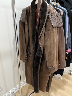 Gianni Versace Vintage Brown Suede with Dark Shearling and leather trim .NWOT